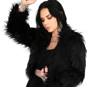 Elegant Black Faux Fur Teddy Jacket